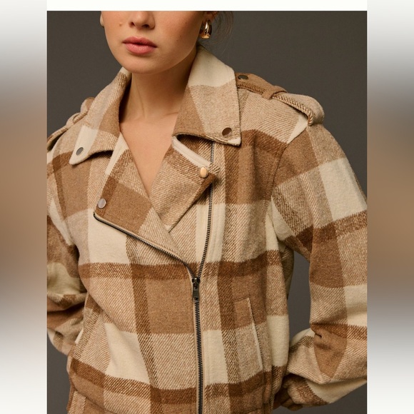 NWT retails 138, Anthropologie Dolan plaid moto jacket - Picture 3 of 13